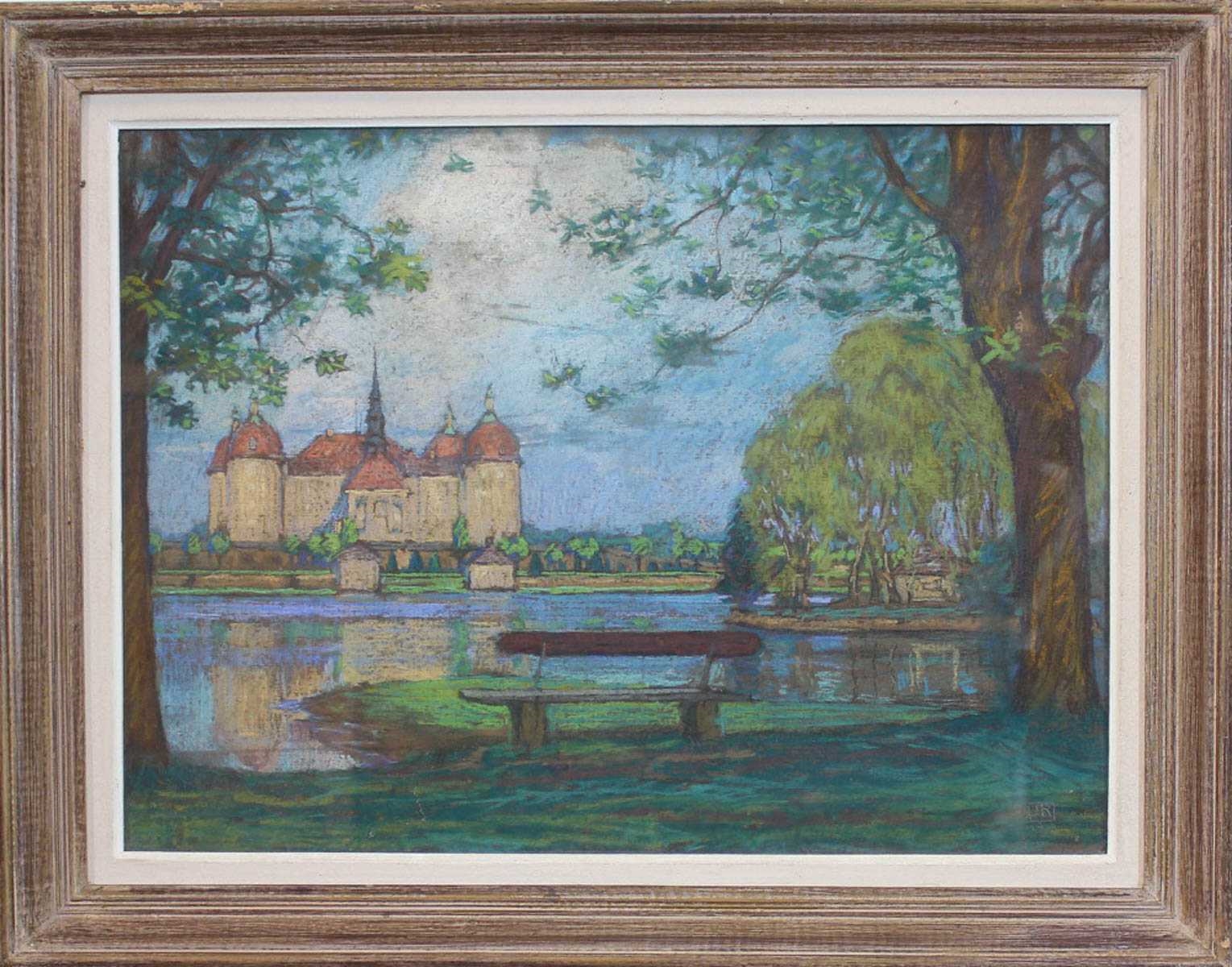 Artwork by John Herman Recknagel, Le Pavillon de Chasse des Princes de Saxe, Made of pastel on paper