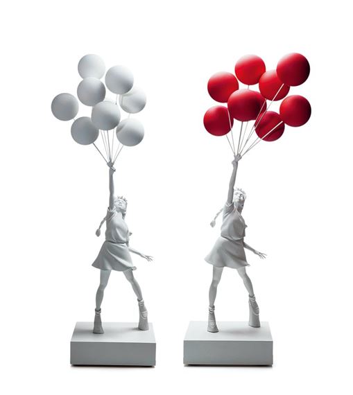Banksy | Two works: Flying Balloons Girl (White & Red Balloons Ver 