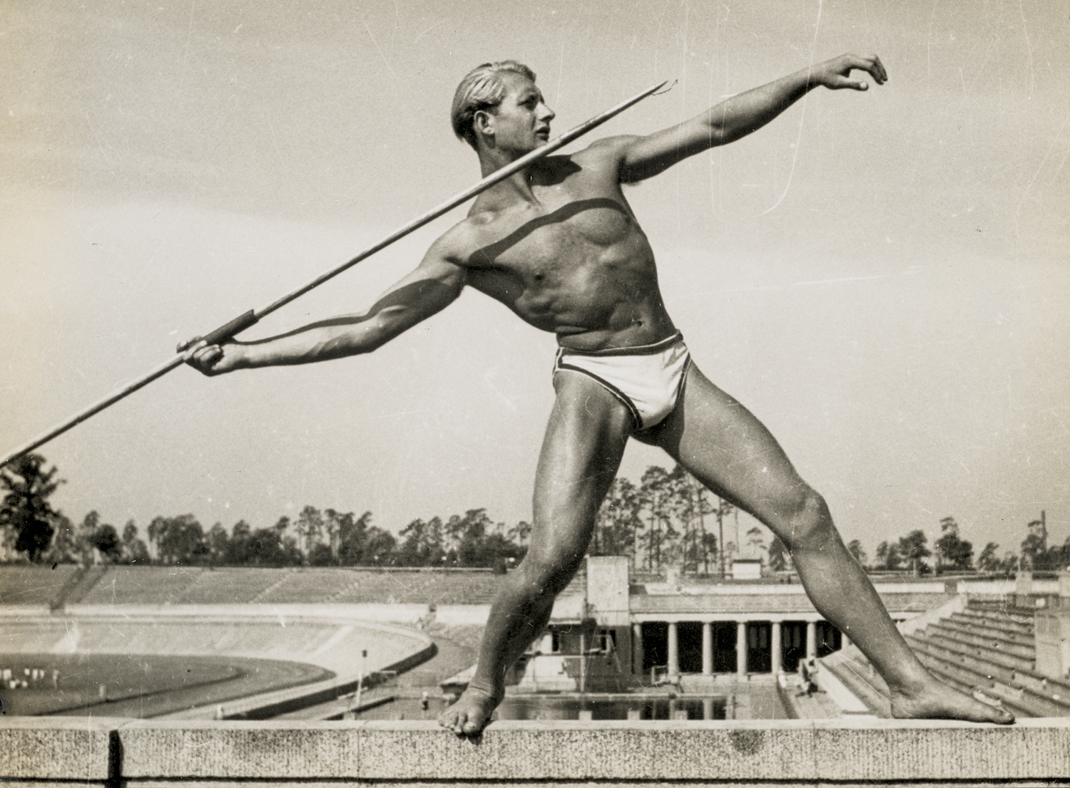 Artwork by Gerhard Riebicke, Two works: Male spear thrower (2), Made of gelatin silver print on doubleweight chamois paper (2)
