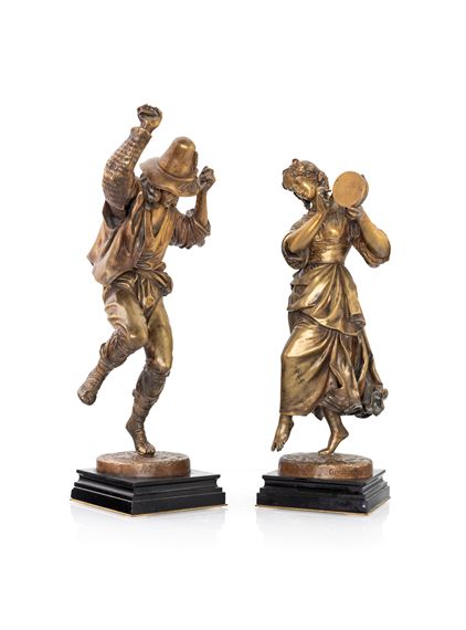 Two Works: Coppia di sculture in bronzo dorato by Jean-Jacques Feuchere