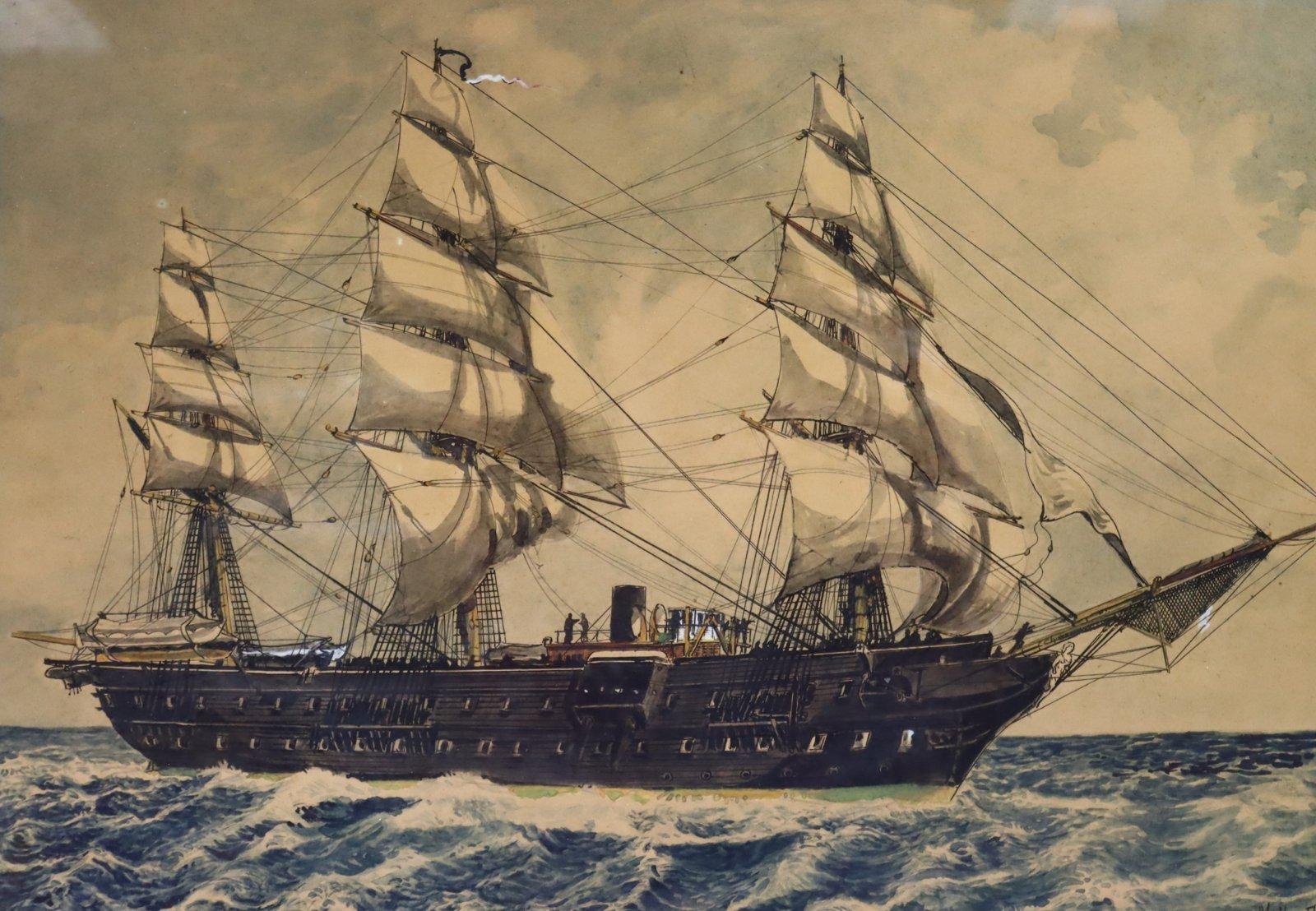 Artwork by Matteo Falcone, Vaisseau transport "L'entreprenant", Made of watercolor on paper