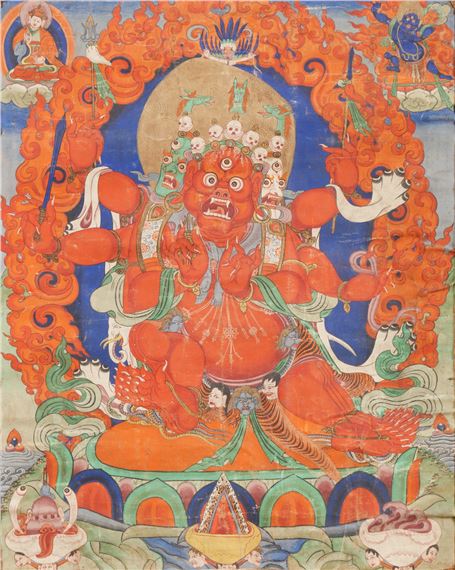 A Thangka depicting Hayagriva by Mongolian School, 19th Century, 19th century