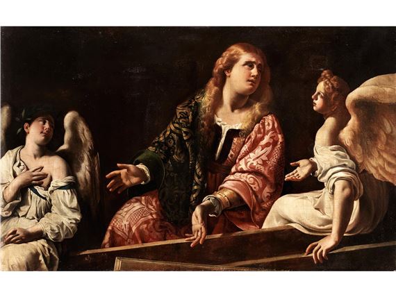 MARY MAGDALENE AT CHRIST‘S TOMB BETWEEN TWO ANGELS by Antiveduto Grammatica