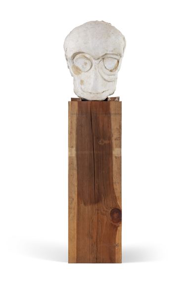 Untitled (Plaster Head on Wood) by Thomas Houseago, Executed in 2009