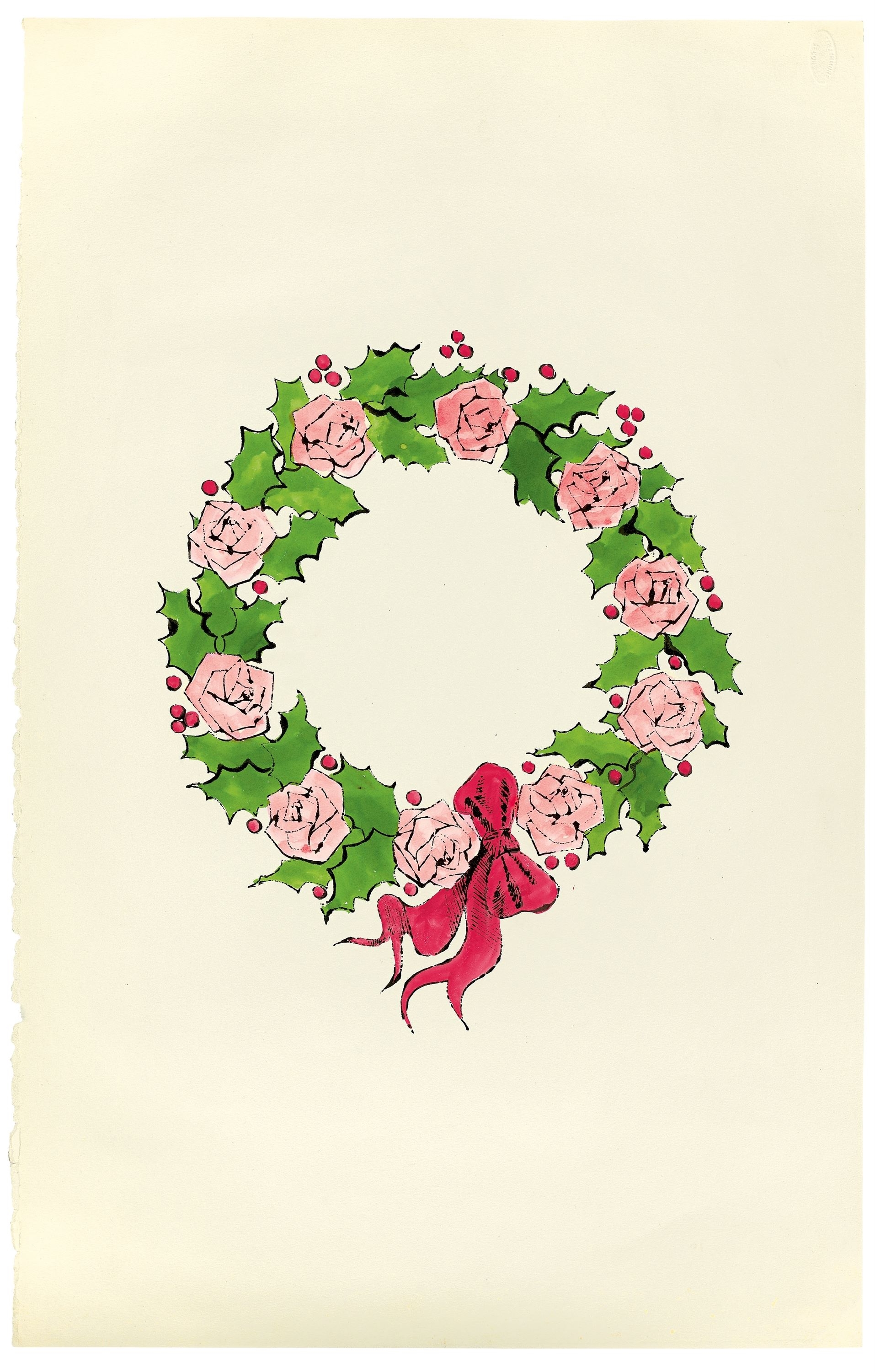 Christmas-Wreath with Roses by Andy Warhol, 1956