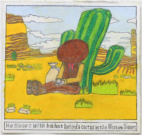 He Sleeps With His Hat Behind a Cactus in the Western Desert - Samraing Chea