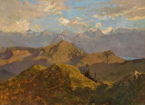 Mountain landscape by Eugene Sordet, 1865