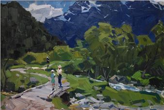 Figures in mountain landscape - Vyacheslav Grigoryevich Kubarev