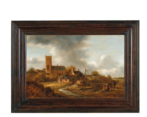 Gerrit Van Hees | A village with figures by a Well | MutualArt