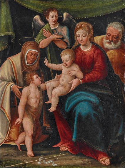 The Holy Family with Saint Anne, the Infant Saint John the Baptist and an Angel by Emilian School, 16th Century