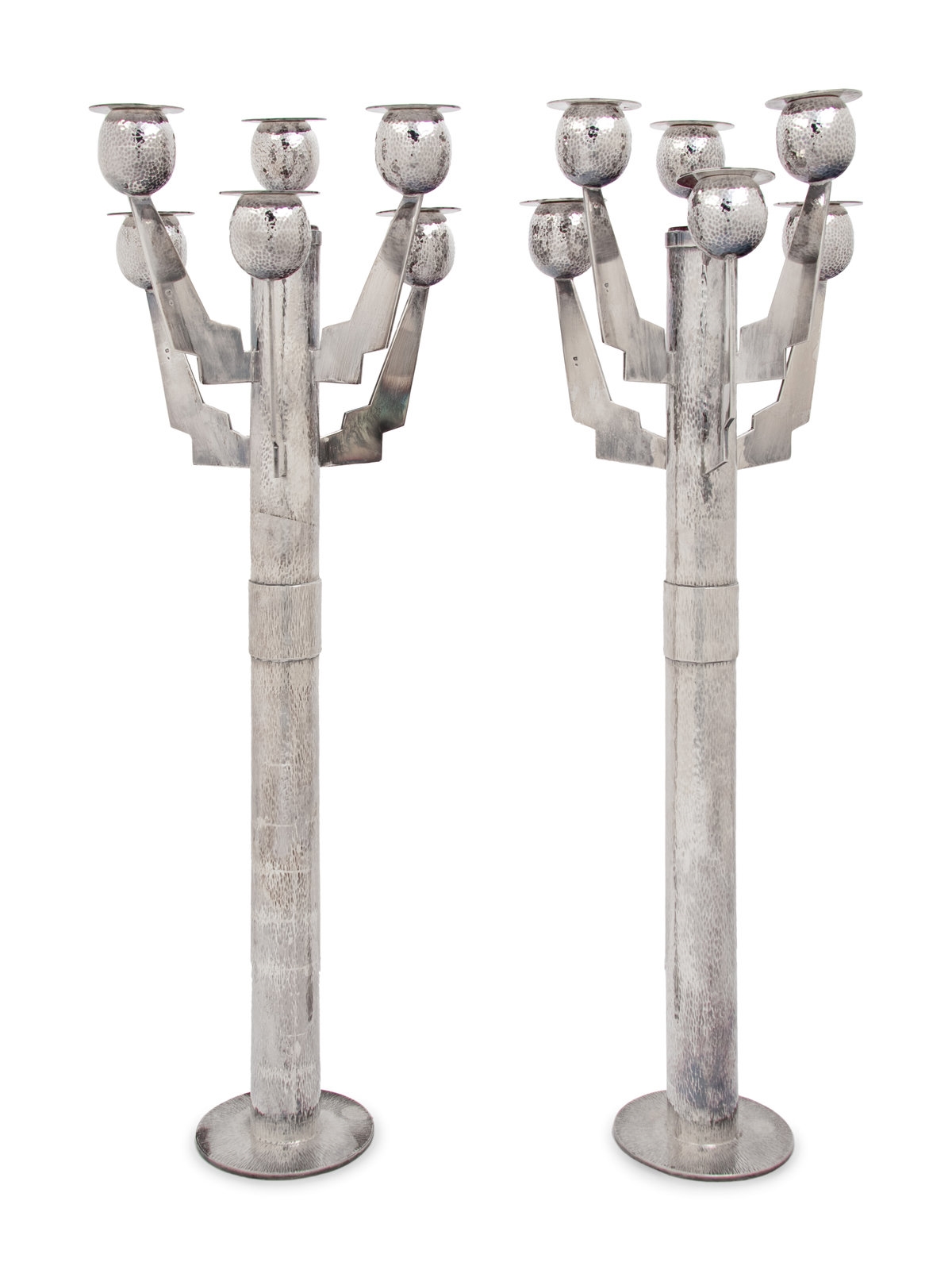Artwork by Pascal de Maurin, A Pair of Six-Light Candelabra, Made of sterling silver, hardstone