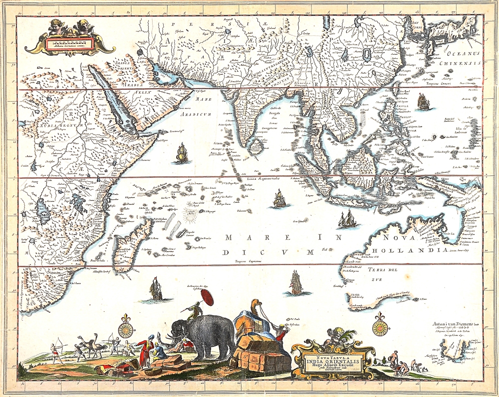 Artwork by Hugo Allard I, Indian Orientalis, Made of Hand Coloured Copper Engraving