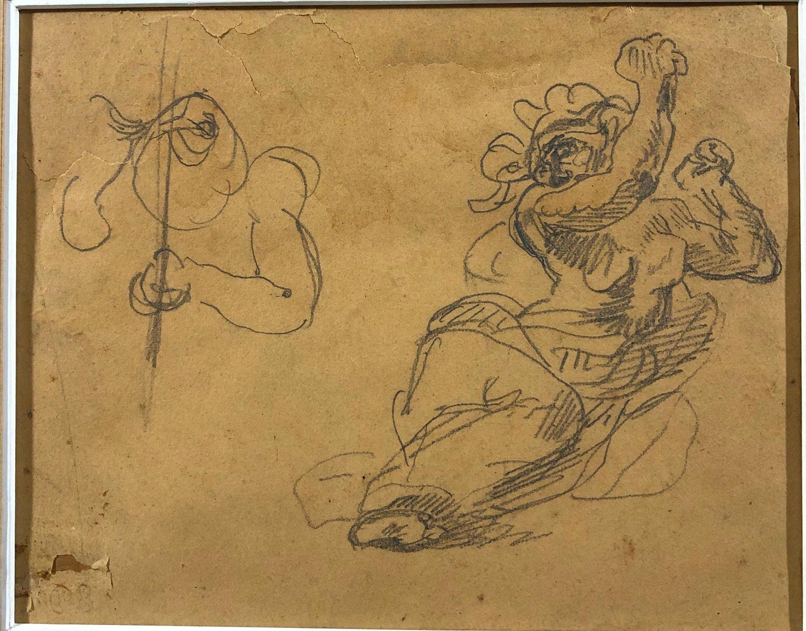 Female figure study, arm study by Eugène Delacroix