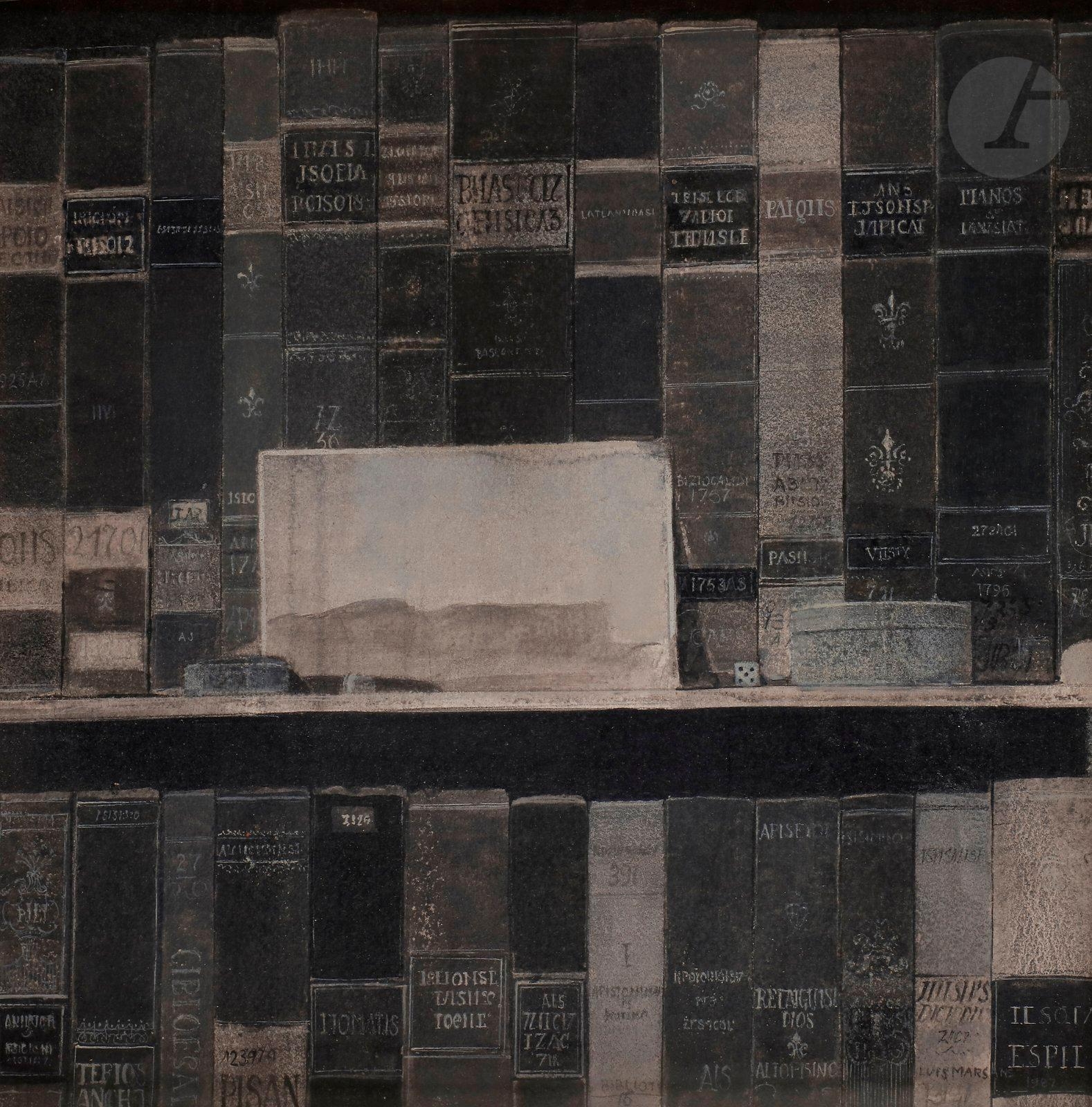 Artwork by Lluís Marsans, Library, Made of mixed technique on cardboard