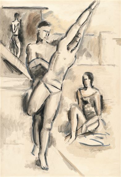 Group of jumping figures by Willi Baumeister, 1926