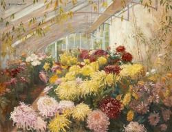 La serre de chrysanthèmes au château de Culhan Court à Henley on Tames by Nestor Cambier, 1922
