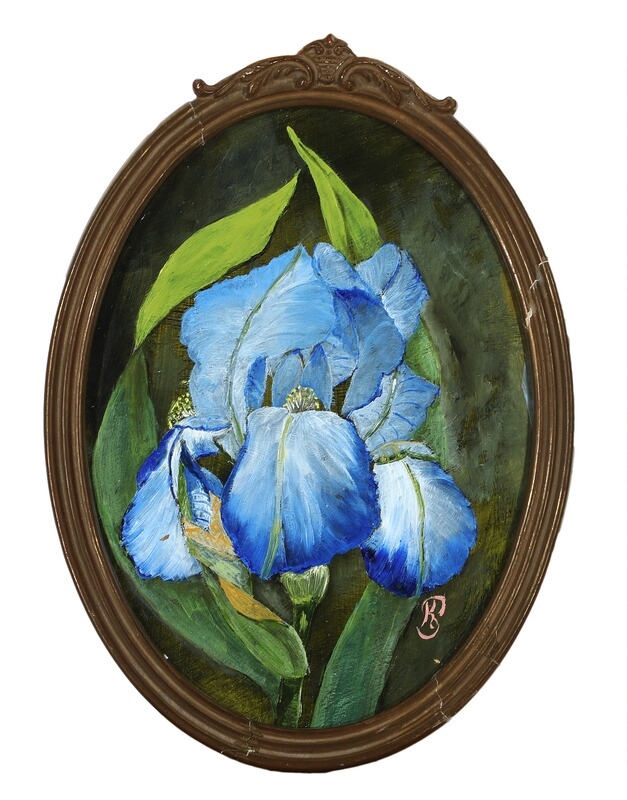 Artwork by Käthe Thaisen, Blue and purple iris, Made of Oil on panel