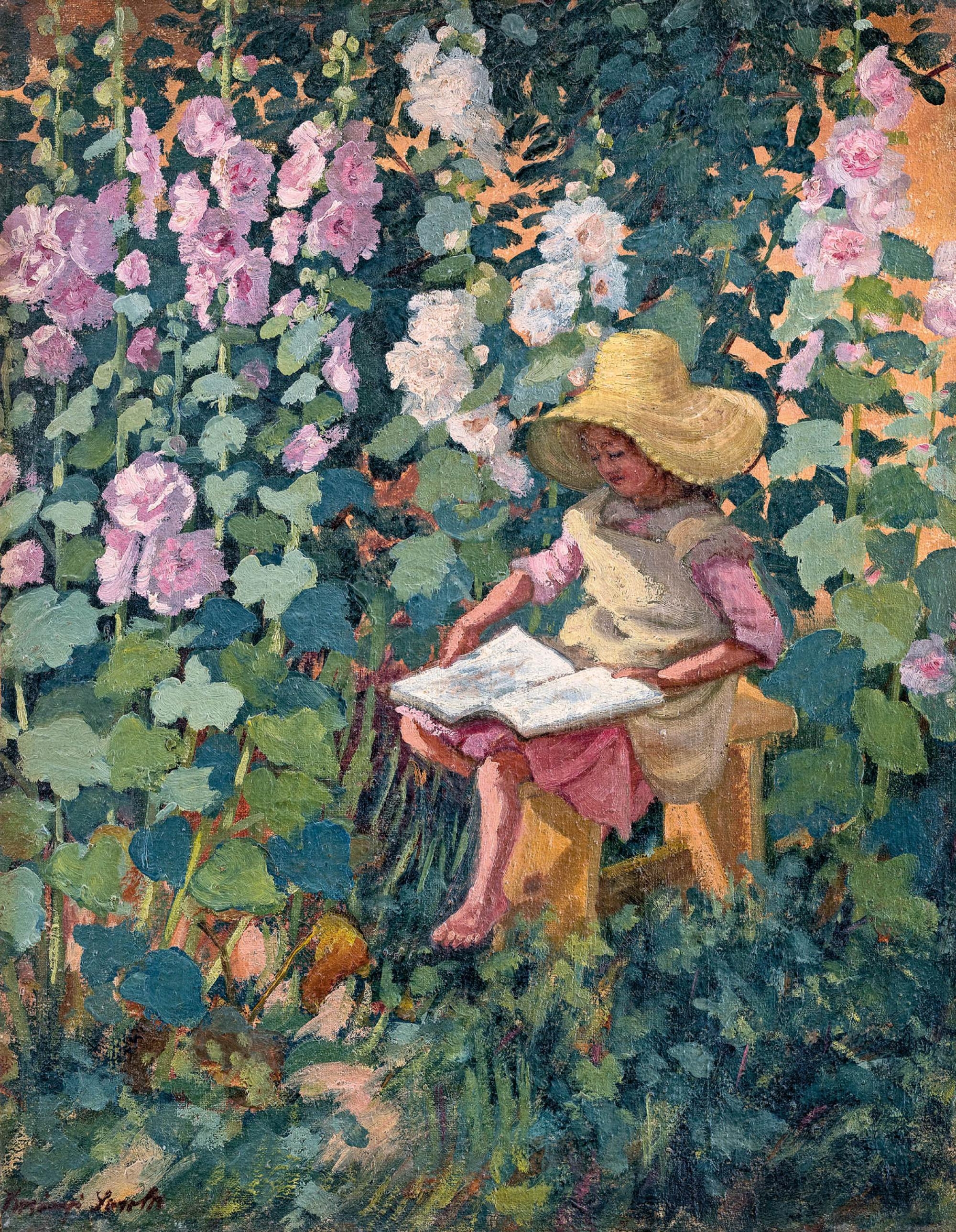 Artwork by Sarolta Koranyi, Among mallows, Made of oil on canvas glued to cardboard