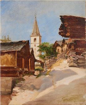 Village valaisan, probablement Saint-Martin - Jean Samson Guignard