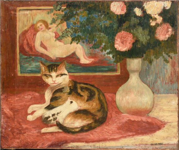 Cats in an Interior by Léon Giran-Max, circa 1900