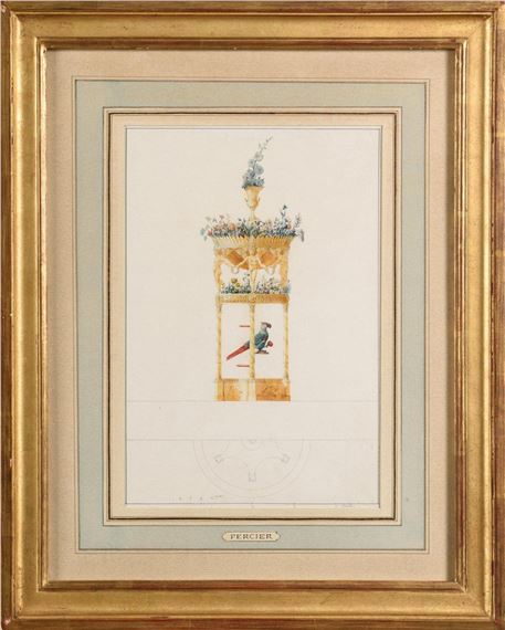 representing a project for a planter with a bird at the bottom by Charles Percier