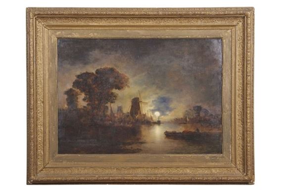 Moonlight over the river by John Berney Crome