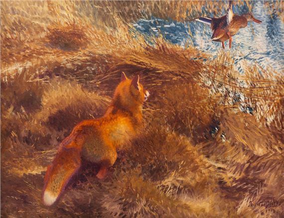 Räv jagandes by Bruno Liljefors, 1913
