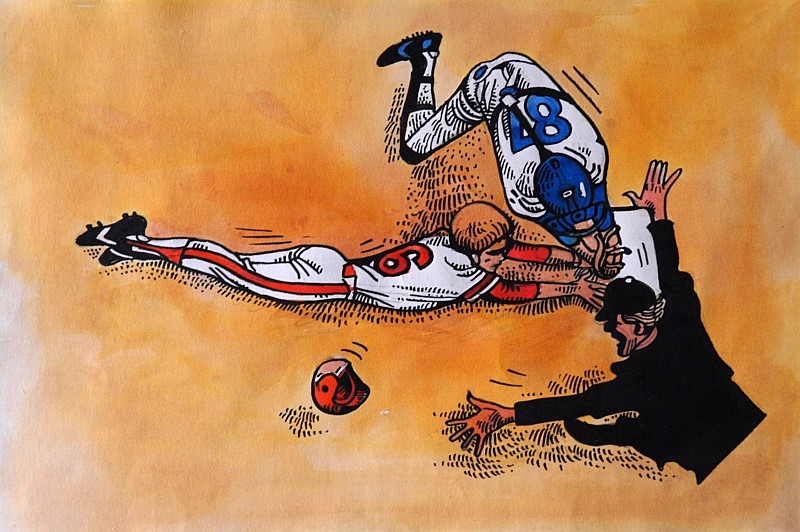 Artwork by Kaja Saudek, Na hřišti, Made of pencil, ink, watercolor, paper