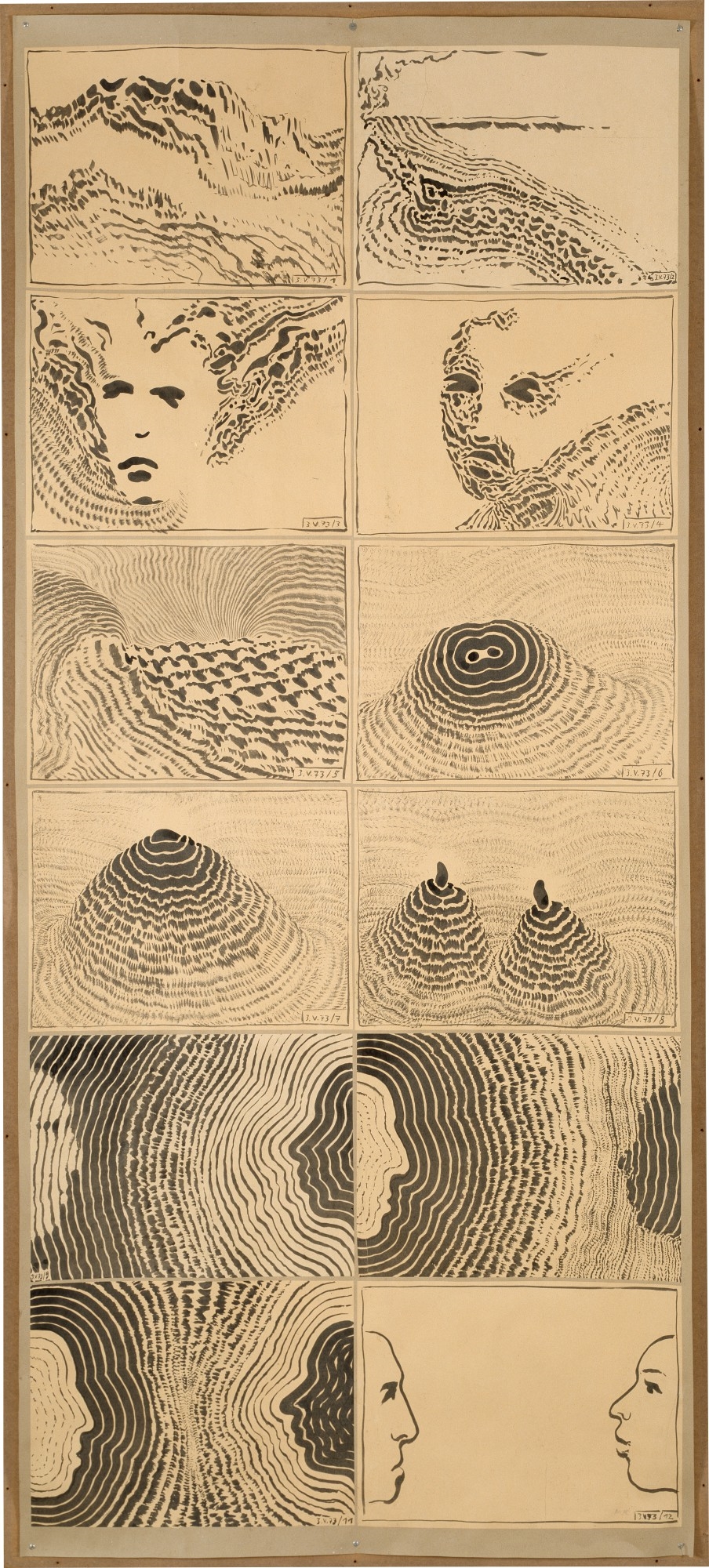 Artwork by Markus Raetz, Tageszeichnung (3.V.), Made of Ink on paper mounted on cardboard