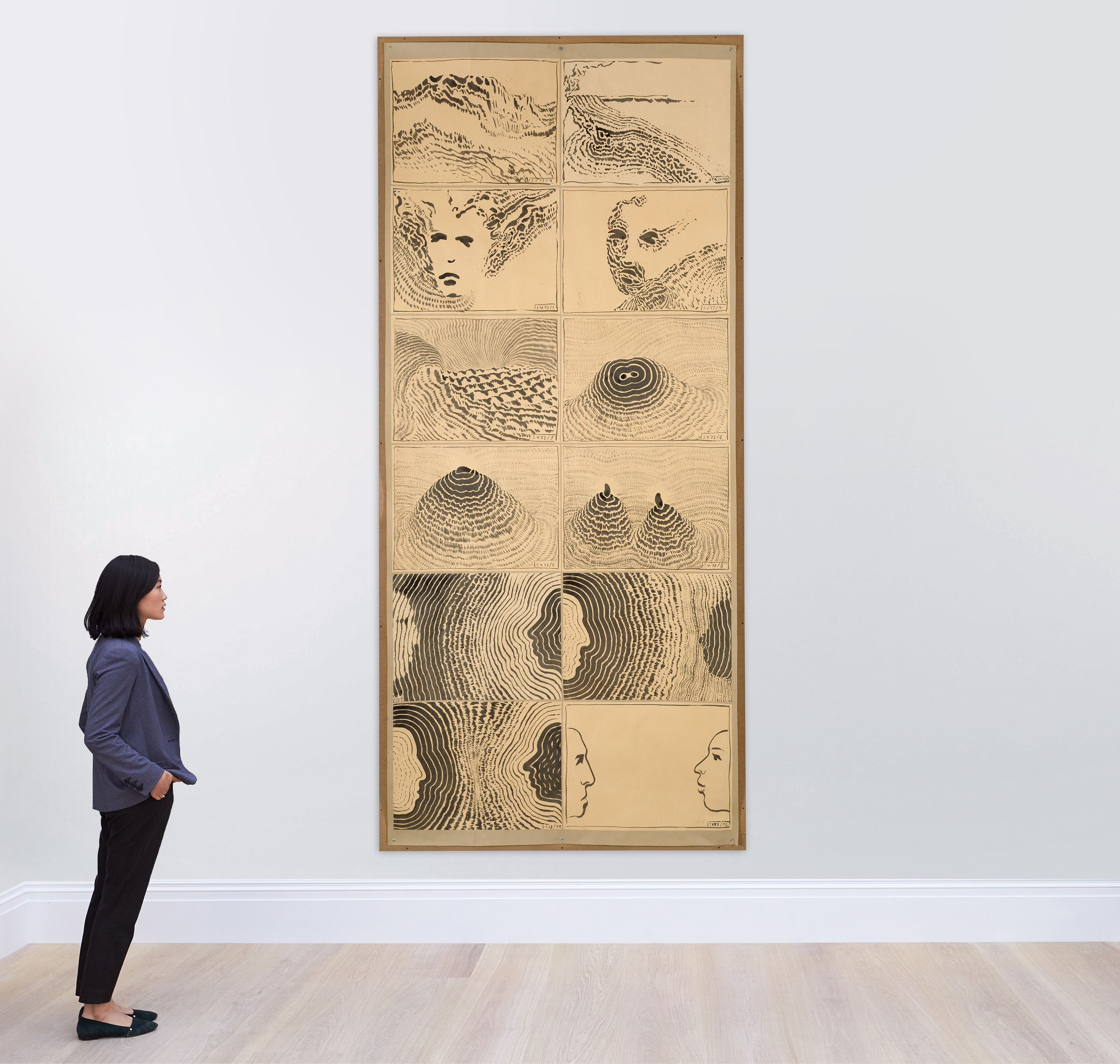 Artwork by Markus Raetz, Tageszeichnung (3.V.), Made of Ink on paper mounted on cardboard