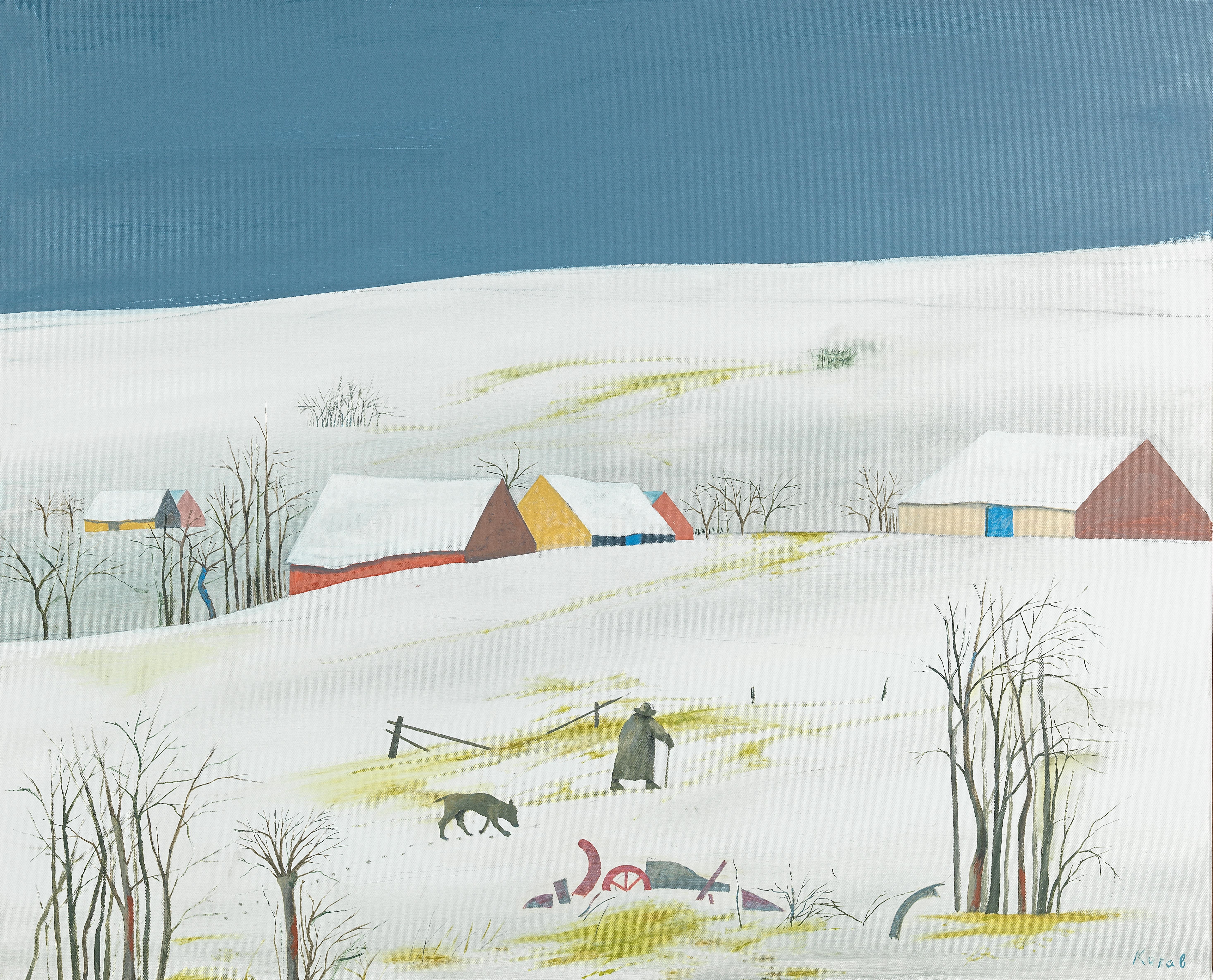 Artwork by Karl Korab, "Spätwinter im Waldviertel", Made of oil on canvas