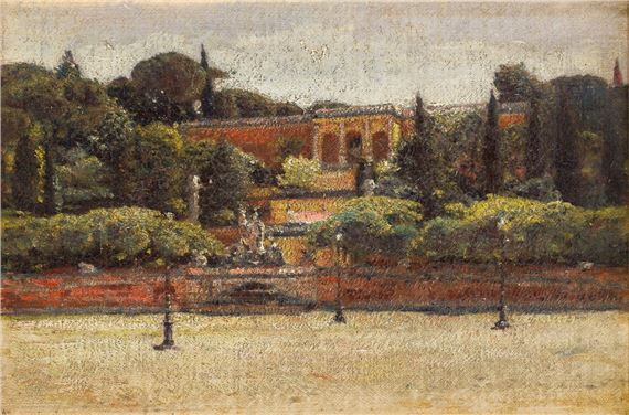Piazza del Popolo in Rome, study ("Pincio Roma") by Aleksander Gierymski, 1899