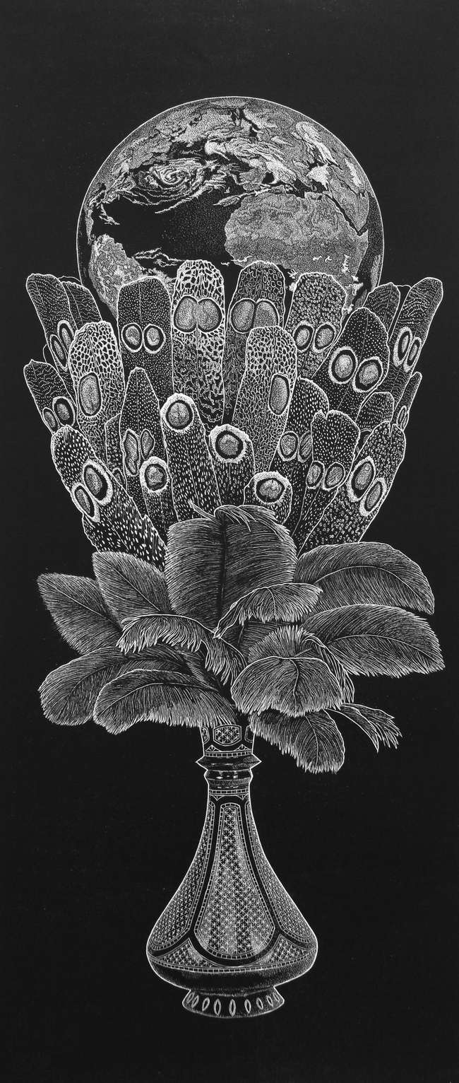 Artwork by Ade Adesina, 9 of Spades / Another Life, Made of lino cut print