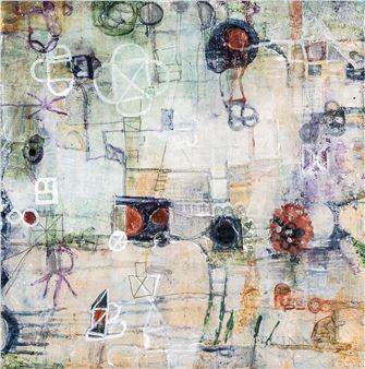 Mixed Media Work and Two Tiles, - Ragellah Rourke