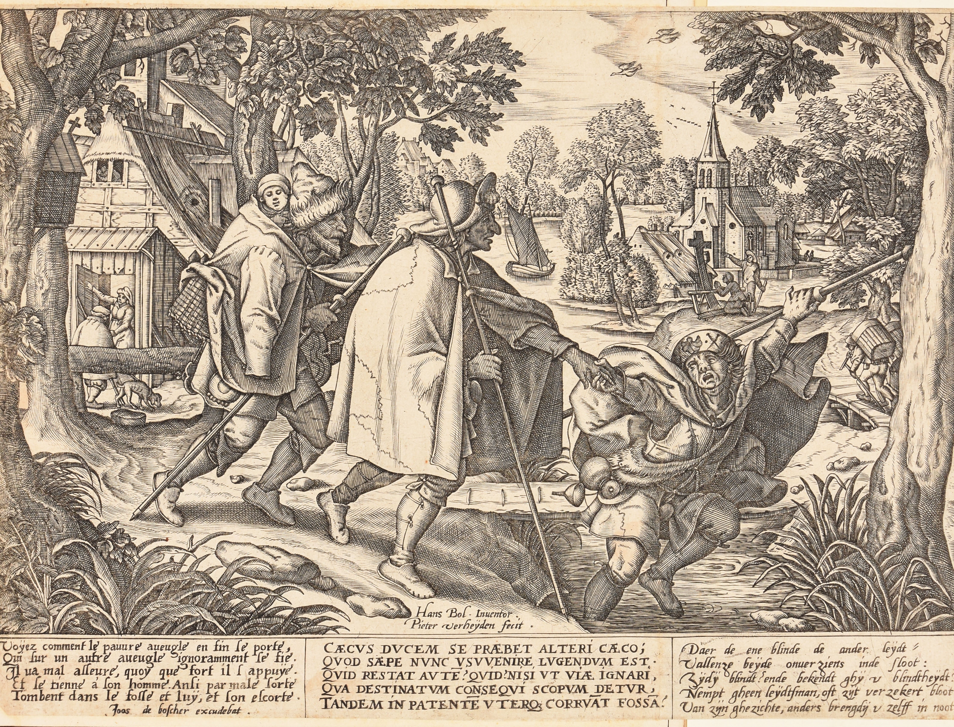Artwork by Hans Bol, Pieter van der Heyden, The blind leading the blind, Made of Engraving, laid paper
