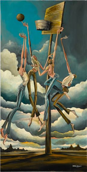 Ernie Barnes | Three on Three (1999) | MutualArt