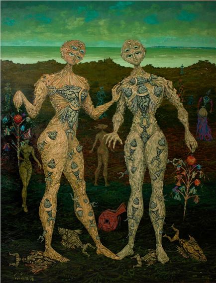 Dimanche des Rameaux ou habitants du Château Fadège/ Ch. De B. by Lucien Coutaud, 1958