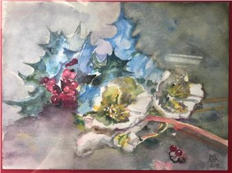 Christmas roses and holly - Catherine Gendre