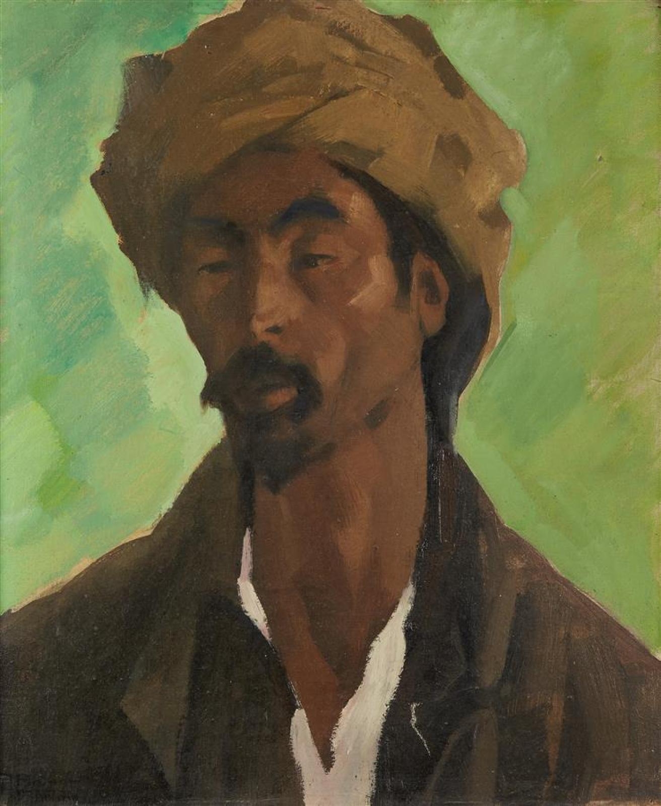 Portrait of a man in a turban by Antoine Martinez
