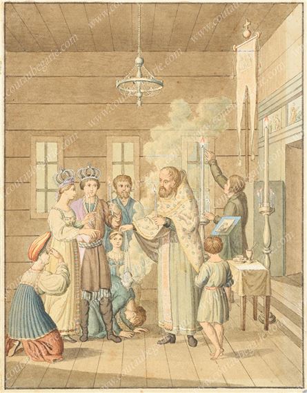 Six Works: «Les Finlandais», «Le baptême», «La Princesse des Voguis», «Les Tatares sayons», «Les Lapons», «Le mariage russe». - Emel'ian Mikhailovich Korneev