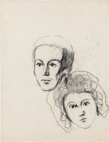 Two portraits, mother and child by Herbert Boeckl, circa 1930