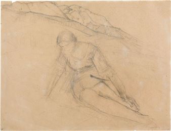 Woman in landscape - Franz Wiegele