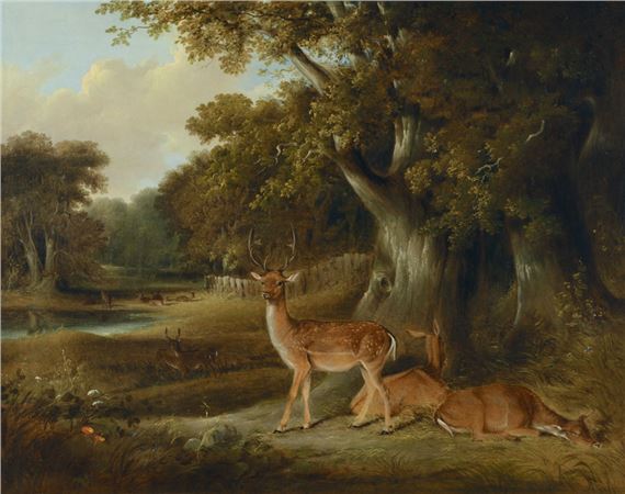 Deer In A Wooded Landscape by William Daniell, Circa late 18th century