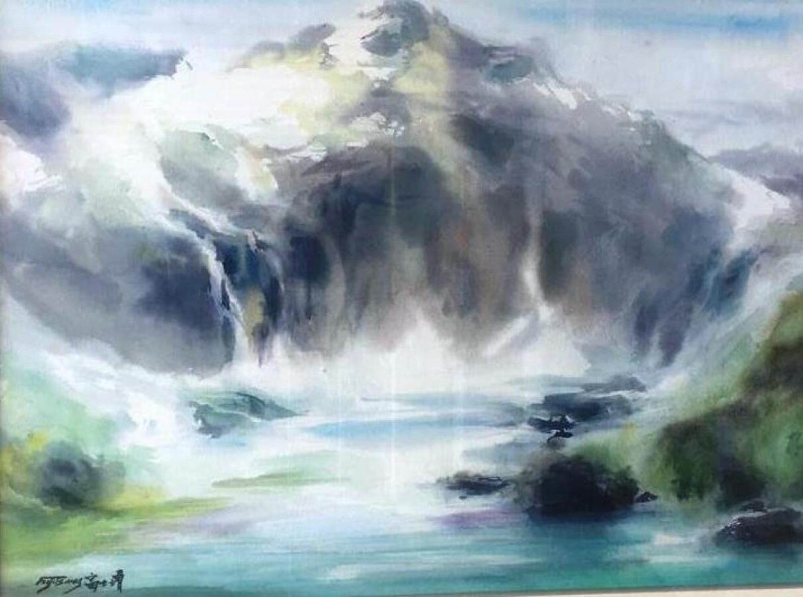 Artwork by Fu Ji Tsang, Water and mountain, Made of Drawing in Indian ink, wash and watercolour