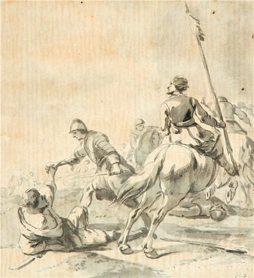 A battle scene by Hendrick Verschuring