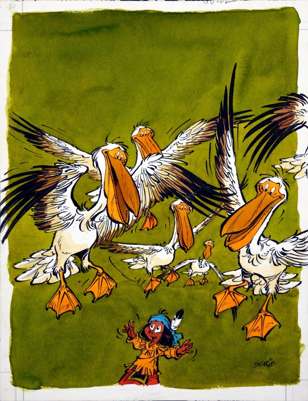 Artwork by Derib, Yakari, Made of India ink and coloured inks