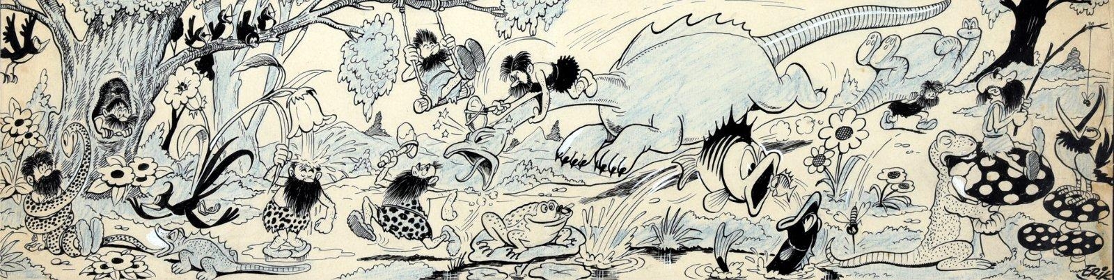 Artwork by André René Jolly, Let's walk in the meadows, Made of India ink on paper with blue pencil