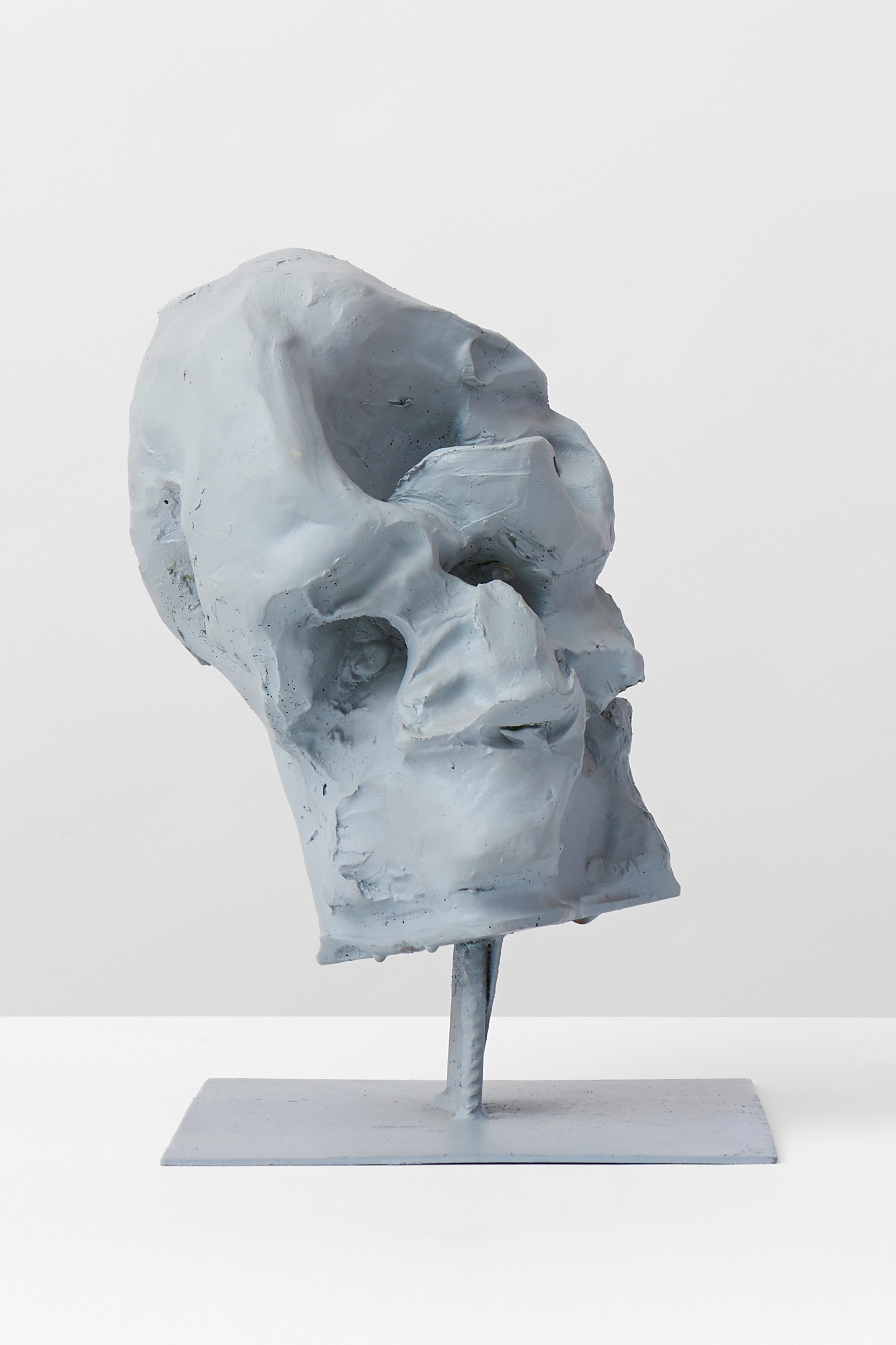 Artwork by Peter Rogiers, Grey Head, Made of Polyester and steel