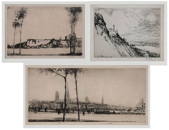 Three France related etchings: The Crucifix by James McBey, 1916