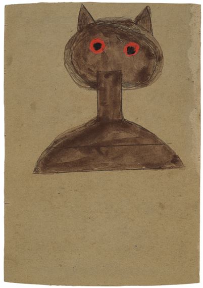 Abstract Cat with Red Eyes by Bill Traylor, 1939-1942
